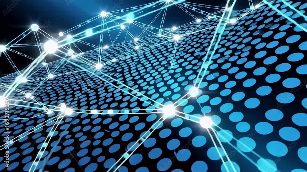Poster abstract network connection technology background with glowing nodes and lines design concept
