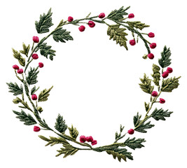 Fototapeta premium PNG The holly wreath embroidery craft accessories.