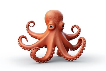 A vibrant octopus with large eyes and extended tentacles, showcasing its unique form in a minimalistic setting