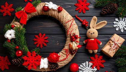 Festive Christmas wreath craft supplies