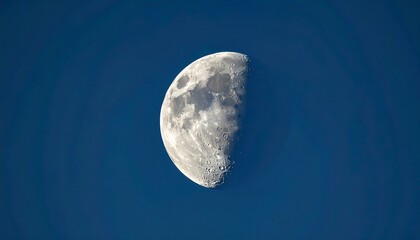 Crescent moon in a clear blue sky