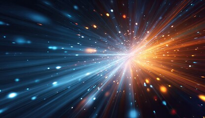 Fototapeta premium Abstract digital burst of light and color radiating outward