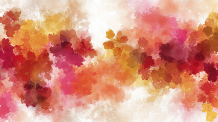 Watercolor autumn foliage in shades of red and orange