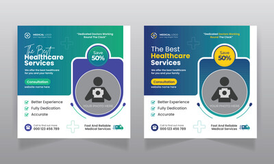 Medical healthcare social media banner design and web banner template