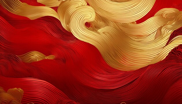 abstract red and gold wave and cloud pattern background