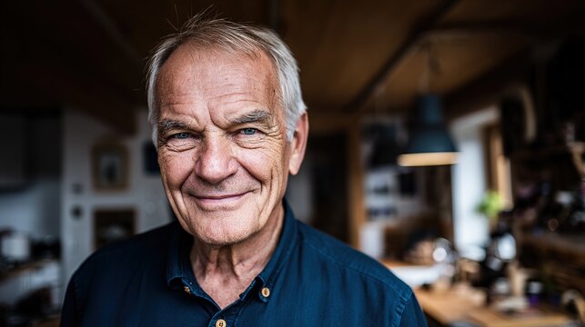Warmly smiling elderly gentleman, a portrait of joy and contentment in golden years