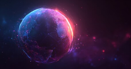A glowing digital representation of Earth