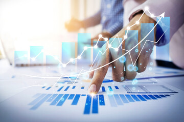 Business Professional Analyzing Financial Data Chart Future Growth Strategy Meeting Office...