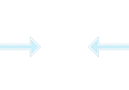 Two light blue arrows pointing towards each other isolated on transparent background