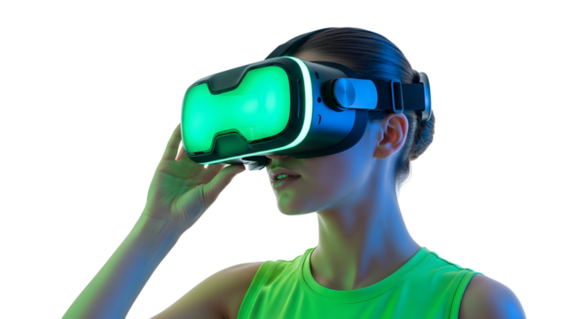 Immerse Yourself in the Digital Future A Woman's Captivating Experience with Cutting-Edge Virtual Reality Technology for Gaming and Beyond
