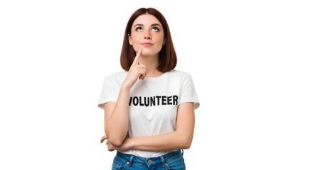 Thoughtful young woman considering volunteer opportunities, reflecting on impactful ways to contribute to community service and make a positive difference