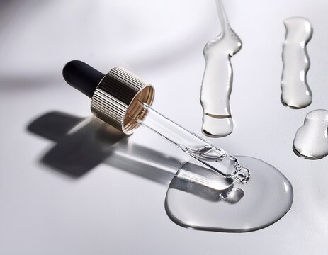 cosmetic serum drops with pipette skincare product on white background - Powered by Adobe