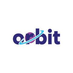 Orbit Logo with Planet and Ring Design.