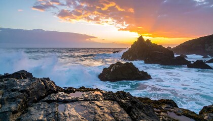 Dramatic coastal sunset