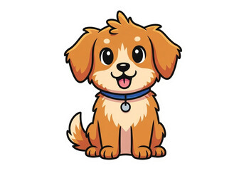 Cute cartoon puppy dog wearing a collar isolated on transparent background