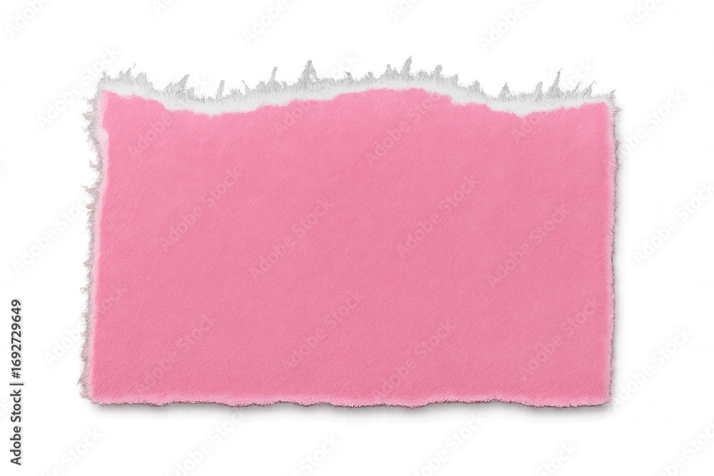 Poster pink ripped piece of paper with torn edges on a transparent background, creating a simple yet striki