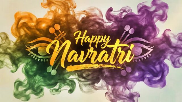 Happy navratri colorful smoke background