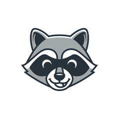 Cute Raccoon Face Cartoon Mascot Logo.
