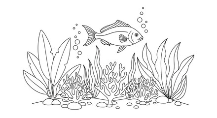 Discover a vibrant underwater world filled with colorful aquatic life and lush green plants for your enjoyment