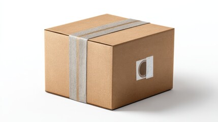 delivery box mockup with tape, isolated on white background
