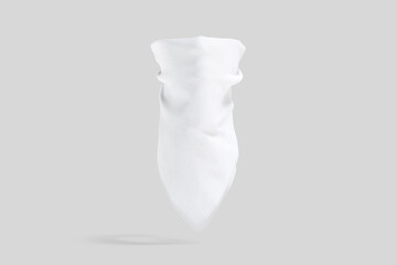 Blank white bandana neck wrap mockup, gray background