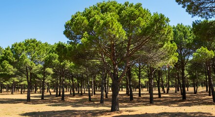 Fototapeta premium Pine forest outdoors daylight