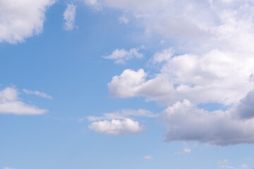 blue sky and white cumulus clouds, copy space