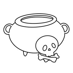 hand drawn vector illustration of a pot of soup