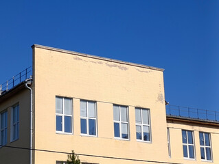 yellow administrative building, copy space