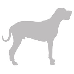 Gray silhouette of a large dog standing profile silhouette
