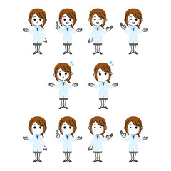 Obraz premium 女性の医療従事者のイラストセット