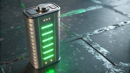 battery cell with glowing charging level