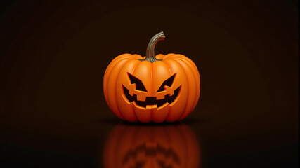 Obraz premium Spooky Halloween Pumpkin with Carved Face