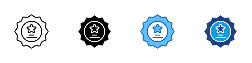Star Medal Multiple Style Icon Design Vector - star inside a badge representing outstanding performance or excellence. Suitable for merit, rating, or performance evaluation themes