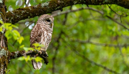 Obraz premium Owl perched on branch (2)