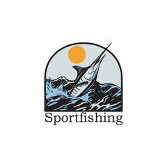 2d, adventure, angling, animal, apparel, aquatic, badge, big game fishing, blue marlin, cartoon, catch, deep sea, design, dynamic, emblem, energetic, fish, fishing, game fish, graphic, hunt, icon, ill