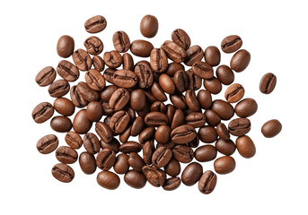 Obraz premium Pile of roasted coffee beans isolated on transparent background