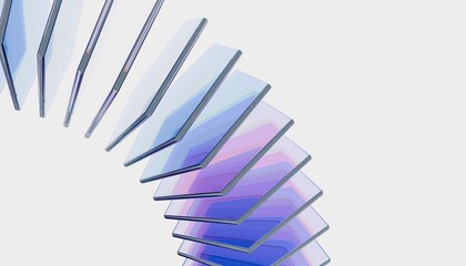 An abstract 3D render of layered, translucent pentagon shapes in a cascading spiral.Ideal for tech websites, corporate presentations, product backdrops, or modern design.