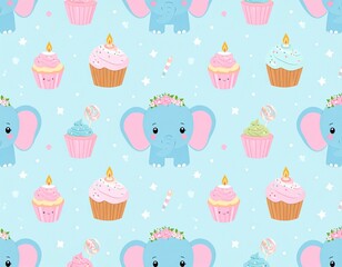 baby elephant deepavali pattern