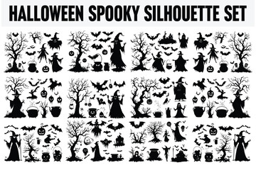 Haunted Halloween Silhouette Vector Set