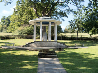 Magna Carta memorial at Runnymede, a water-meadow alongside the River Thames in the English county...