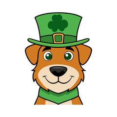 a dog wearing st patricks hat vector art