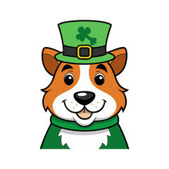 a dog wearing st patricks hat vector art