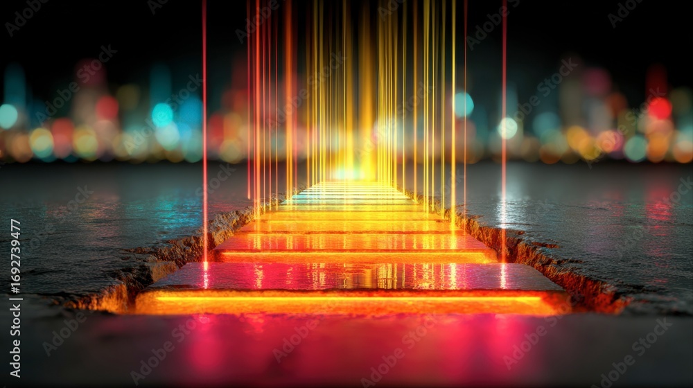 Poster illuminating path to the future: a conceptual image depicting an illuminated path with vibrant light