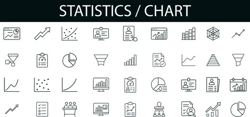 Statistics and Chart Icon Set for Data Visualization, Business Analytics, and Dashboard UI Design