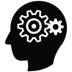 Creative Head with Gear Silhouette Vector Illustration