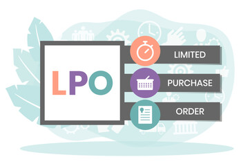 LPO, Limited Purchase Order acronym. Concept with keyword, people and icons. Flat vector illustration