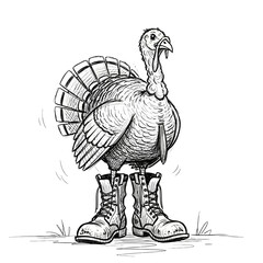 Turkey wears a boot vector illustration