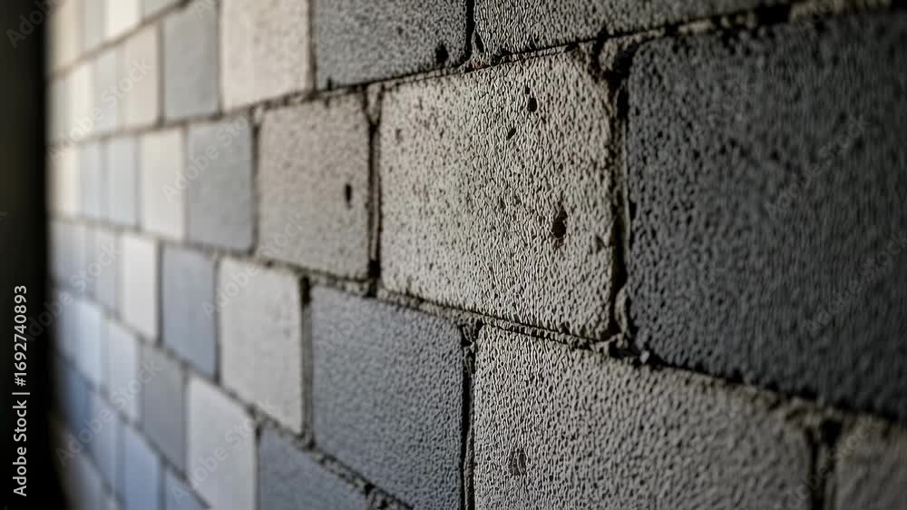 Aufkleber slow pan across a wall built entirely from papercrete blocks accentuating the rustic handcrafted app