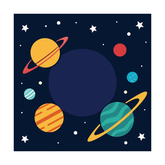 Obraz premium Space Themed Border with Planets and Stars